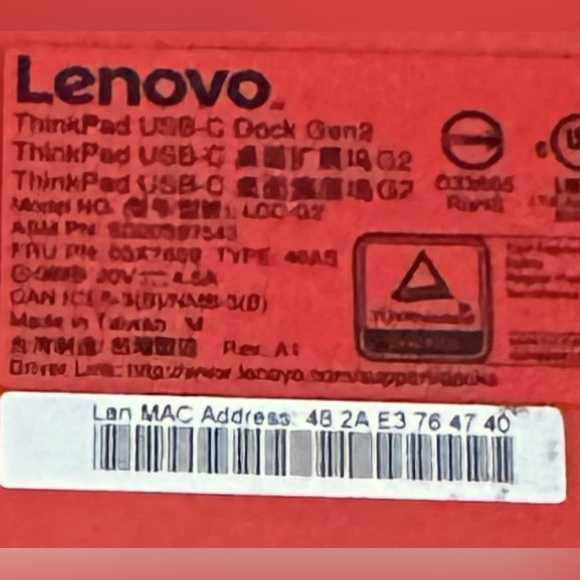Lenovo ThinkPad USB-C Dock Gen 2 LDC-G2 40AS 03X7609 Dock & Cord; 4 Ports - Picture 4 of 4